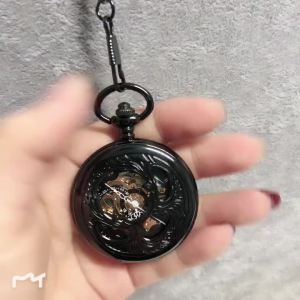 Heart-Shaped Mechanical Pocket Watch R Flip Hollow Couples Watch Sweater Chain Pendant R Mens and Womens Semi-automatic Mechanical Watch