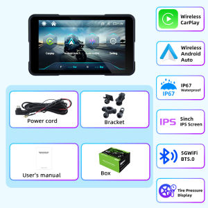 EKIY 5 Inch Motorcycle Carplay GPS WiFi MOTO Navigation Wireless CarPlay Wireless Android Auto Motor Rotating Screen