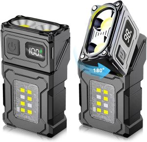 MINI USB Rechargeable LED Flashlight Portable Tail Magnet Work Light Super Bright Camping Lantern Side COB Emergency Torch Light