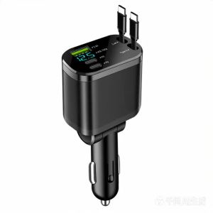 kebidumei | 5 Trong 1 Có Thể Thu Vào Sạc Xe Hơi Cáp USB C Sạc Nhanh PD QC3.0 Adapter Cho iPhone Huawei Samsung 12V-24V Bật Lửa Thuốc Lá