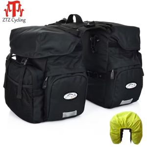 ZTZ 50L Bicycle Pannier Bags Waterproof Bike Rear Seat Bag for MTB Carrier with Reflective Trim & Rain Cover Fits Width Less Than 6.3 Inches Rack