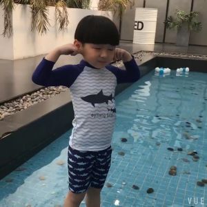 Đồ Bơi Bé Trai Dài Tay Thiết Kế 3 Chi Tiết Họa Tiết Cá Mập Dễ Thương Bộ Bơi Bé Trai Chất Liệu Co GiãnBộ Đồ Bé Trai Cho Bé Từ 9-26kg HB2304