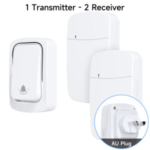 Self-Powered Wireless Doorbell AU Plug Waterproof No Battery Kinetic Door Chime 300M Range 36 Melodies Plug-in for Home Outdoor