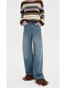 Cotton Vintage Washed Wide Leg Jeans