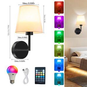 Nordic Wall โคมไฟ LED ชาร์จ RGB หลอดไฟไร้สายแบบถอดได้สําหรับทางเดินข้างเตียงห้องโถงห้องรับประทานอาหารห้องรับประทานอาหารในร่มโคมไฟไฟไฟ