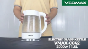 Vermax Electric Kettle 1.8L Electric Glass Kettle 2000W Fast Boiling Home Safety Water heater