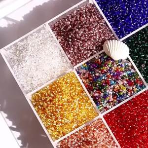 Bộ Hạt Cườm Thủy Tinh Phong Cách Boho 2MM - 10 Màu Bạc Viền Bạc Đa Sắc Phụ Kiện Thêu May Đồng Phục Thủ Công