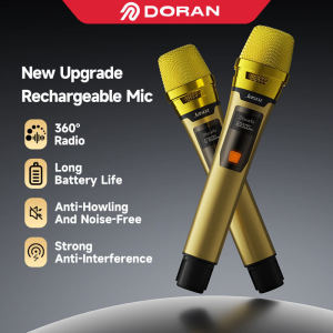 DORAN Wireless Microphone 100% Original Dual Handheld Professional Karaoke Mic with Receiver Speaker