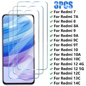 3PCS HD Tempered Glass for Xiaomi Redmi 7 8 9 10 7A 8A 9A 9T 9C 10A 10C Screen Protector For Redmi 12 4G 5G 12C 13C 14C Glass