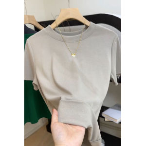 Áo Thun Nữ Tay Ngắn Cổ Tròn Màu Xám Thời Trang Mùa Hè Thường Ngày Phong Cách Hàn Quốc Dáng Rộng Thoải Mái