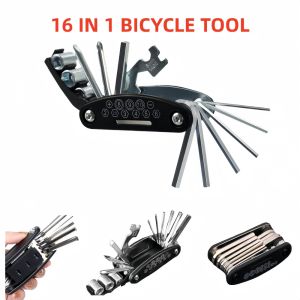 16 in 1 Multipurpose Bike Repair Tool Kits Bicycle Multi Tool Screwdriver Tire Levers Hex Spoke Wrench Folding Repair Tools