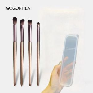 GOGORHEA ชุดแปรงอายแชโดว์ไฟเบอร์นุ่มสวยงามสูงสําหรับผู้เริ่มต้น 4 ชิ้นแบบพกพาไม่มีการส่องจากประเทศจีน