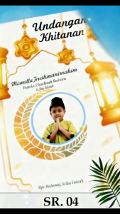 200 Undangan Khitanan Penikahan 1 Lembar Bolak Balik Elegan 1-4