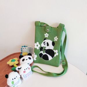 กระเป๋าใส่โทรศัพท์มือถือผ้าถักลายแพนด้าจาก Chengdu กระเป๋าสะพายข้างขนาดเล็กสุดน่ารักและทันสมัย กระเป๋าใส่เครื่องสำอาง หูฟัง ปากกา กระเป๋าสะพายข้างแบบสะพายข้าง