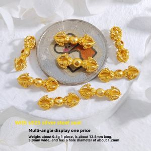 925 Antique Silver Plated Golden Accessories Bell DIY Braided Rope Beads Cultural Play Accessories Separator Beads for Fashion Jewelry