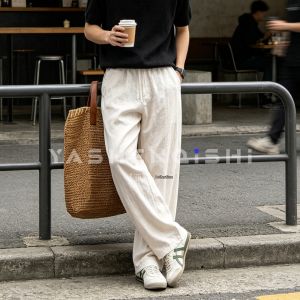YASHENQISHI | Lightweight Breathable Linen Mens Trousers Summer Wide Leg