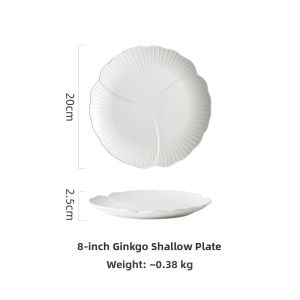 White Elegant Plain Ceramic Bowls and Plates