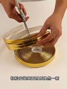 Estation - LIST PLAT STRIP MIRROR / Wall STICKER PANJANG 1 METER / SILVER LIST PLAT STRIP HAIRLINE