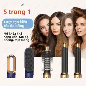 Bàn Chải Máy Sấy Tóc Chuyên Nghiệp 5 Trong 1 Với Máy Uốn Tóc & Máy Duỗi Tóc - Dụng Cụ Tạo Kiểu Tóc Chất Lượng Salon Dành Cho Người Lớn