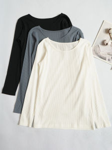 Pure Cottoncrew Neck Long Sleeve round Neck Top under Shirt Womens Top Fall Ladies Sweat Absorption And breathableComfortable T Shirts