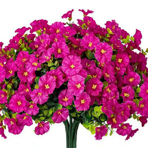 4/12Pcs Artificial Flowers Fake Silk Morning Glory Flower Eucalyptus Plants UV Resistant Garden Summer House Outdoor Decoration