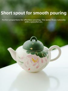 JISU | Hand-Painted Golden Koi Lotus Tea Pot Home Use Filtered