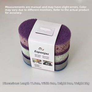 Thick Dense Colorful Oil-Resistant Double-Sided Sponge Scrubbers 3pc