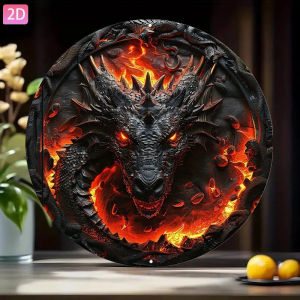 CIFbuy | 2D Vintage Metal Sign Fantasy Mythical Dragon Art Retro Aluminum Wall Decor for Garden Kitchen Bar Room Outdoor Garage Club Ca