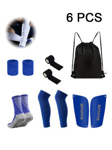 6 Piece Set Men Women Non-slip Football Socks Outdoor I Sports Bandage Ball Bag Leg Guard Elastic Leg Cover Wrist Guard