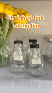 Chai Thuỷ Tinh Vuông Lùn Zasavn Miệng Rộng Nắp Nhựa 300ml / 500ml | Đựng Gia Vị Đựng Đồ Ăn Đựng Sữa Chua Nước Ép