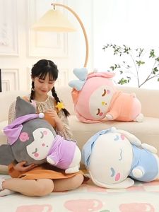 60cm Sanrio Sleeping Kuromi Soft Plush Hugging Pillow Doll Birthday Gift Patung Peluk 库洛米 抱枕玩偶