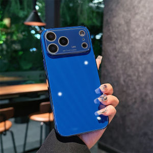Luxury Large Window Plating Glass Phone Case For iPhone 17 16 15 14 13 12 Pro Max Plus Shockproof Lens Protection Back Cover