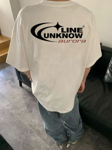 American Style Casual Cotton Summer T-Shirt Mens Loose Fit Short Sleeve Letter Print Streetwear Fashion Top Youth Trend