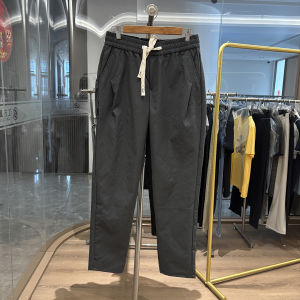 Cool Feeling Smooth Mens Casual Sports Pants Summer Thin Breathable Loose Straight Leg Elastic Waist Solid Color Versatile Casual Sport Trousers