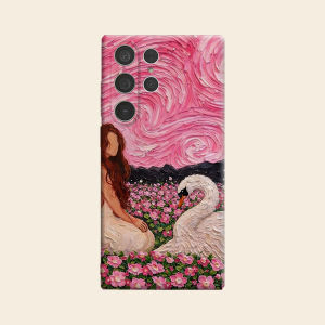 Pink Swan Girl Oil Painting Luxury Fashion Full Lens Protective Case for Samsung Galaxy S26 S25 S24 A56 A36 Plus Ultra