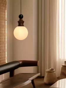 French Vintage Mid-Century Modern Dining Room Chandelier Small Pendant Light Designer Wooden Suspension Lamp Restaurant Bar Counter Lighting