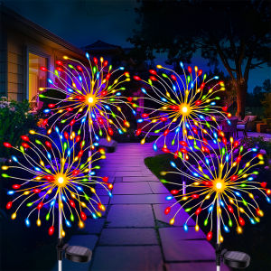 Outdoor LED Solar Pathway Light Fairy Firework Decor Garden Waterproof Solar Lights for Patio Lawn Balcony Yard Street