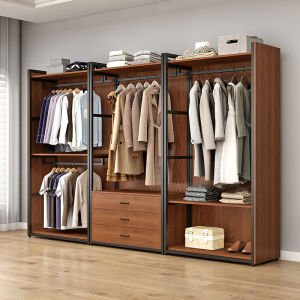 Cloakroom Shelf Combination Cabinet Homemade Full Steel Frame Open Floor Bedroom Metal Storage Hanger Clothes Storage Rack