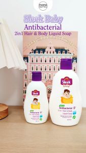 SLEEK Baby Natural Antibacterial 2in1 Hair and Body Liquid Soap Botol 120ml 250ml Sabun Shampoo Bayi
