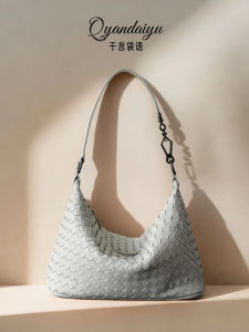 2025 New Style Womens Leather Dumpling Bag Woven Shearling Shoulder Crossbody Hobo Bag Underarm Bag Korean Style Soft Leather