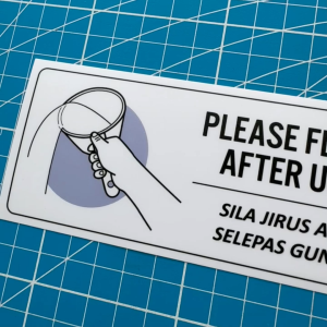 Please Flush After Use. Sila Jirus Air Selepas Guna. Sticker Sign Signage Notice Reminder Peringatan Clean Toilet Tandas