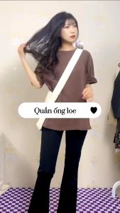 Quần ống loeleeging hai màu cạp 9cm tôn dángchất liệu Umi cao cấp-DTS-mã 123B