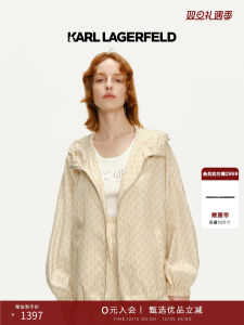 Karl Lagerfeld Hooded Zipper Loose Casual Short Jacket Spring Popular New Womens Fashion Old Manny Nylon Long Sleeve Coat