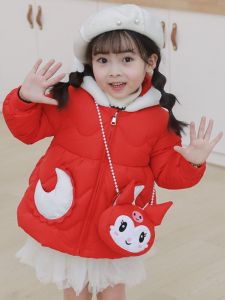 Fashionable Winter Cotton Jacket for Baby Girls Childrens Outerwear Warm Thickened Korean Style Mixed Fabric Coat for 1-5 Years Old Kids