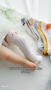 Tất cổ cao họa tiết hình thú chống muỗi vớ cổ cao chất cotton mềm mỏng nhiều màu cho bé từ 0-12 tháng - YIQ-W007-1DOI