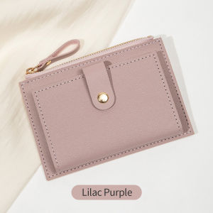 Pomelo Best PU Leather Small Wallet for Women Zipper Closure Multi Card Case with Snap Button