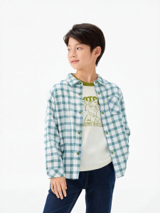 Semir | Boys Mid-Child Autumn Plaid Shirt Cotton Flannel Casual Loose Collar Shirt
