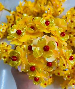 Sỉ 100 bông hoa mai 3D làm hoa làm cây tài lộc cành vàng lá ngọc trang trí lễ Tết