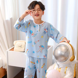 Summer Thin Childrens Sleepwear Baby Cotton Silk Long Sleeve Boys Air Conditioning Clothes Girls Cartoon Home Clothes