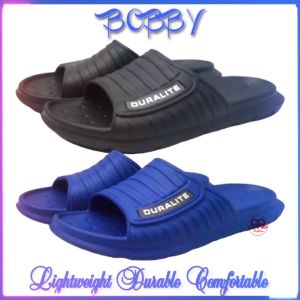Duralite Bobby Mens Lightweight and Waterproof Rubber Slippers (Black and Blue)